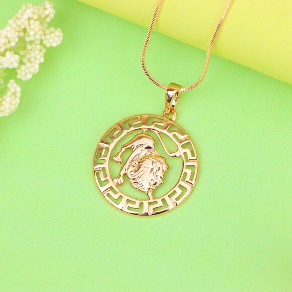"Leo Zodiac Lion Pendant in Rose Gold Finish with Intricate Detailing, XPPT1332 - Picture 10 of 13